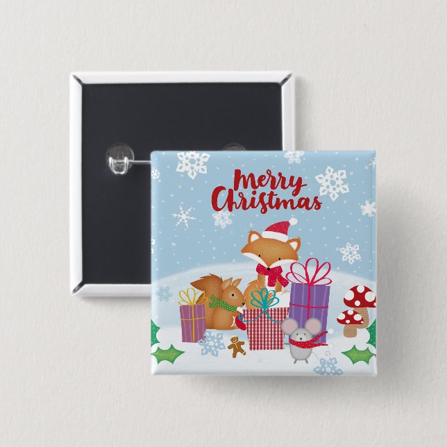 Badge Carré 5 Cm Joyeux Noël (Devant & derrière)