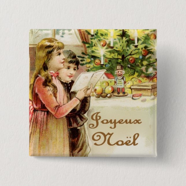 Badge Carré 5 Cm Joyeux Noel (Devant)