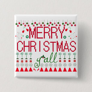 Badge Carré 5 Cm Joyeux Noël à tous Pull Ugly