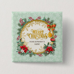 Badge Carré 5 Cm Joyeux Noël et Joyeux Nouvel An par amour