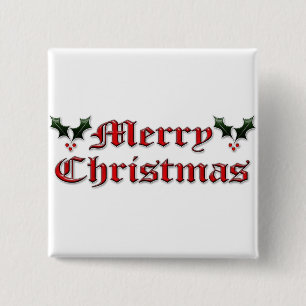 Badge Carré 5 Cm Joyeux Noël - houx