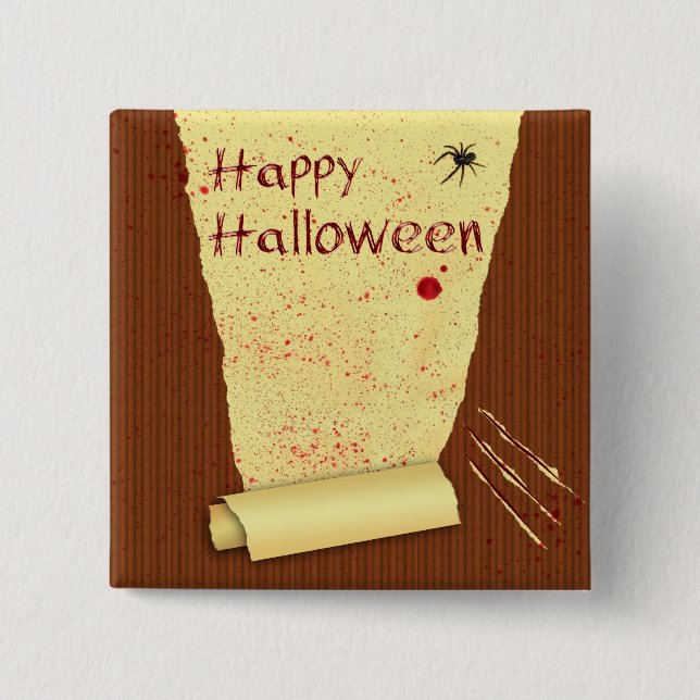 Badge Carré 5 Cm Joyeux papier peint Halloween sanglant (Devant)