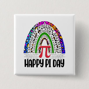 Badge Carré 5 Cm Joyeux Pi Day Mathématique Leopard Rainbow