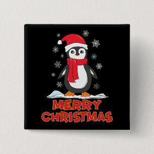 Badge Carré 5 Cm Joyeux Pingouin mignon de Noël