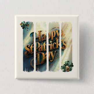 Badge Carré 5 Cm Joyeux St Patrick's Day Bouton de brosse vertical