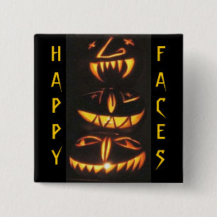 Badge Carré 5 Cm Joyeux visages Jack o'Lantern