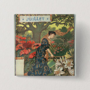 Badge Carré 5 Cm Juillet