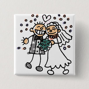 Badge Carré 5 Cm Jump de mariée et de chambre pour la joie