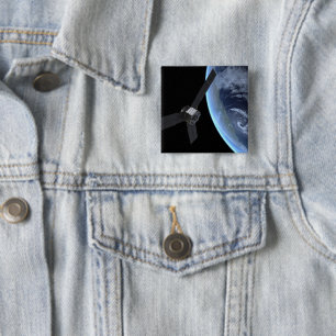 Badge Carré 5 Cm Juno Spacecraft Pendant Son Vol Sur Terre