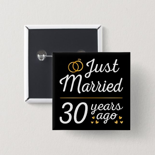 Badge Carré 5 Cm Just Married 30 Years Ago II (Devant & derrière)