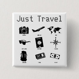 Badge Carré 5 Cm Just travel - travel icons