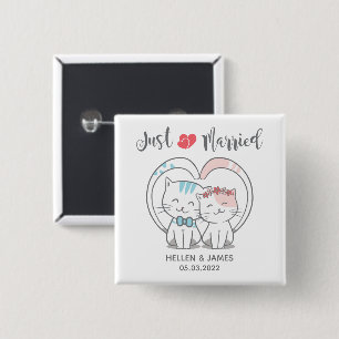 Badge Carré 5 Cm Juste marié Mariage de chat