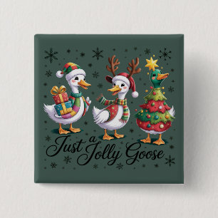 Badge Carré 5 Cm Juste une oie joyeuse Patchwork Noël Canard Drôle 