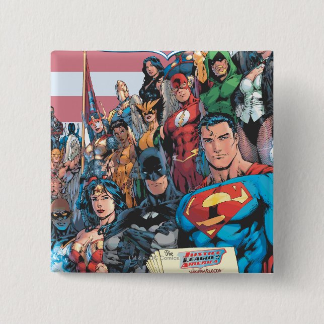 Badge Carré 5 Cm Justice League of America Premier numéro (Devant)