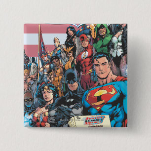 Badge Carré 5 Cm Justice League of America Premier numéro