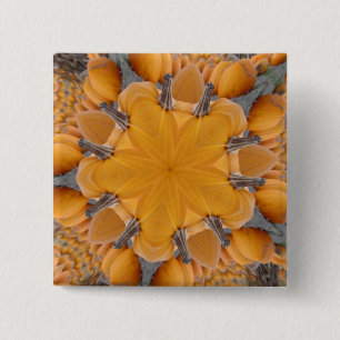 Badge Carré 5 Cm Kaleidoscope de Citrouilles oranges