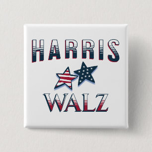 Badge Carré 5 Cm Kamala Harris et Tim Walz 2024
