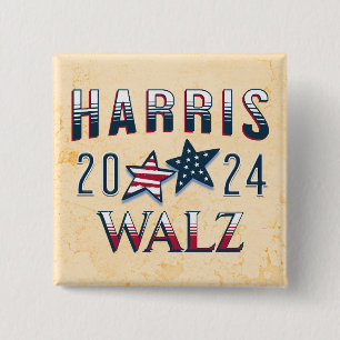 Badge Carré 5 Cm Kamala Harris et Tim Walz 2024