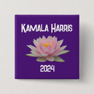 Badge Carré 5 Cm Kamala Harris Lotus 2024