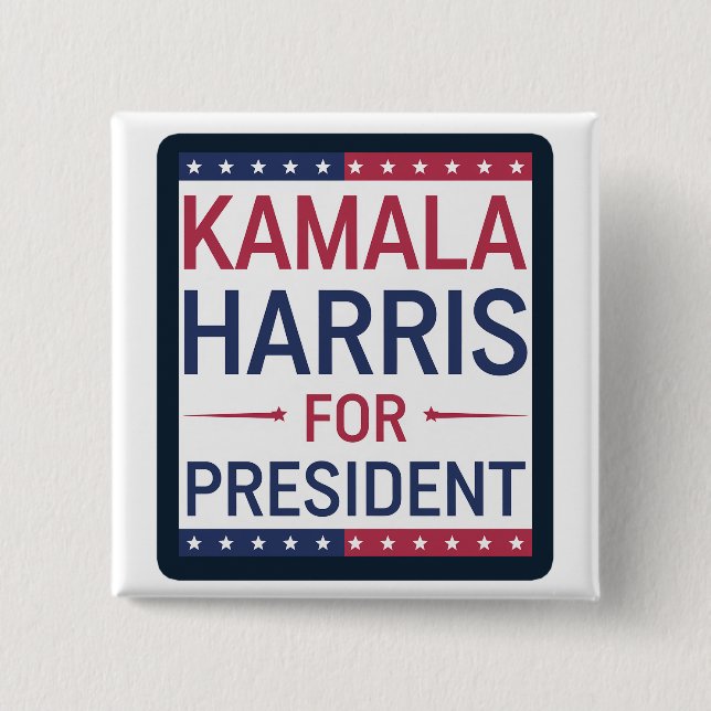 Badge Carré 5 Cm Kamala Harris pour le président (Devant)