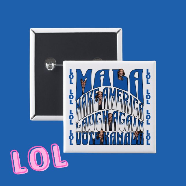 Badge Carré 5 Cm Kamala riant (Créateur téléchargé)