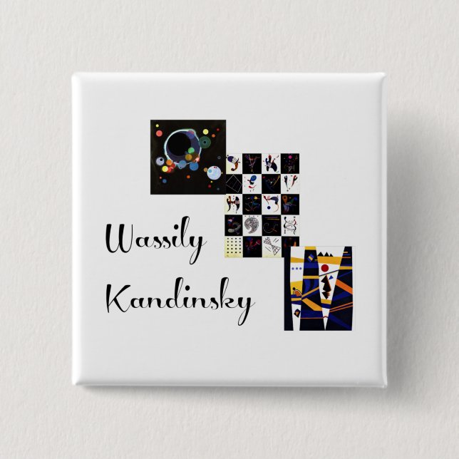 Badge Carré 5 Cm Kandinsky - Collage de son oeuvre (Devant)