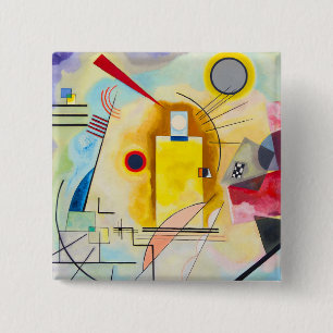 Badge Carré 5 Cm Kandinsky jaune-rouge-bleu