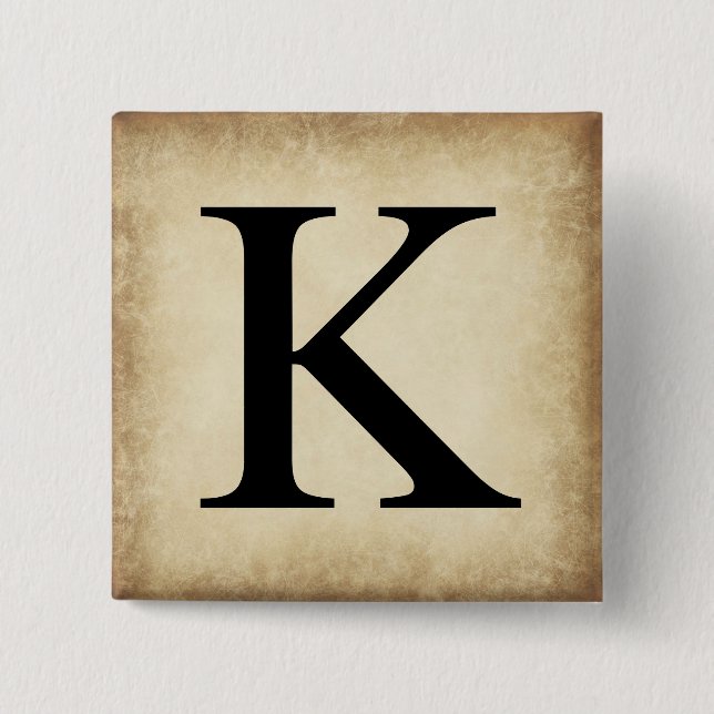 Badge Carré 5 Cm Kappa de lettre d'alphabet grec (Devant)