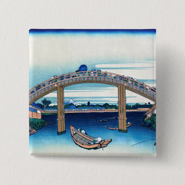 Badge Carré 5 Cm Katsushika Hokusai (Devant)