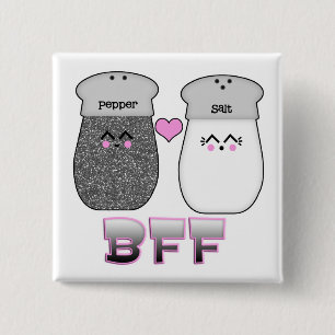 Badge Carré 5 Cm Kawaii Sel et Poivre BFF