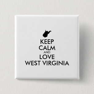 Badge Carré 5 Cm KEEP CALM et LOVE WEST VIRGINIA
