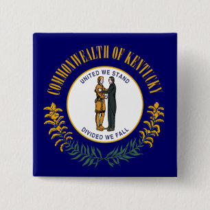 Badge Carré 5 Cm Kentucky : Drapeau d'État américain du Commonwealt