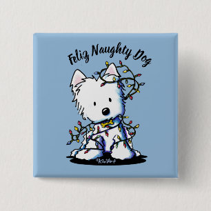 Badge Carré 5 Cm KiniArt Delighted Westie