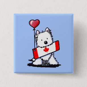 Badge Carré 5 Cm KiniArt Westie canadien