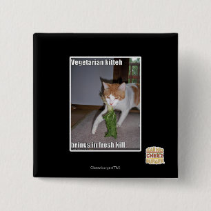 Badge Carré 5 Cm Kitteh végétarien