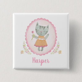 Badge Carré 5 Cm Kitty Cat