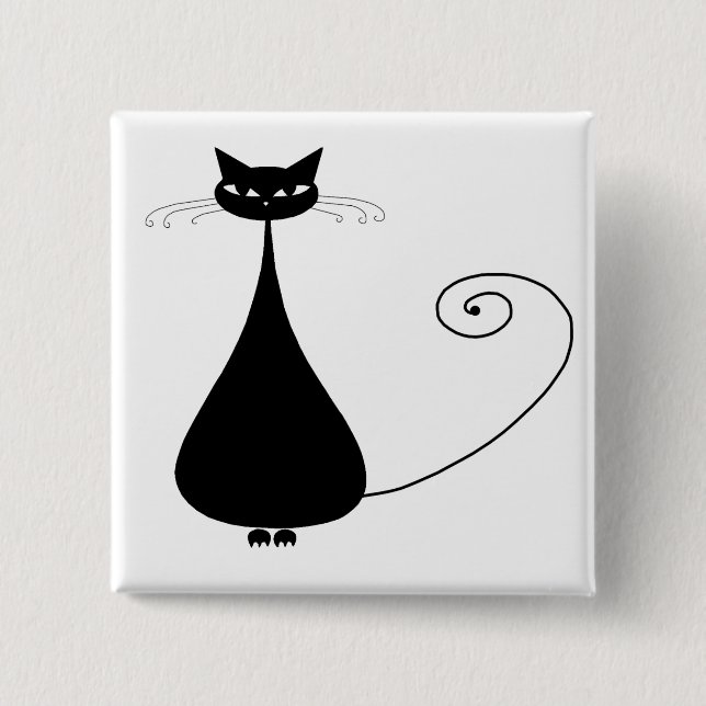 Badge Carré 5 Cm Kitty fantaisie noir 4 (Devant)