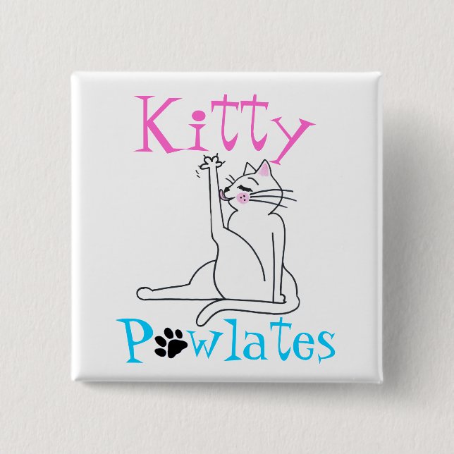 Badge Carré 5 Cm "Kitty PAWlates" (Devant)