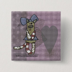 Badge Carré 5 Cm Kitty primitif