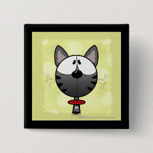 Badge Carré 5 Cm Kitty rayé gris