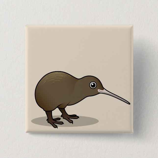 Badge Carré 5 Cm Kiwi Brown mignon de Nouvelle Zélande (Devant)