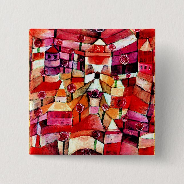 Badge Carré 5 Cm Klee - Jardin Rose (Devant)