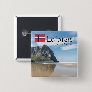 Badge Carré 5 Cm Kvalvika Lofoten Norvège