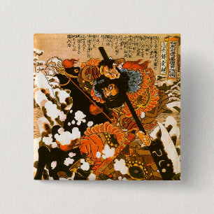 Badge Carré 5 Cm Kyusempo Sakucho Black Stallion Kuniyoshi Art