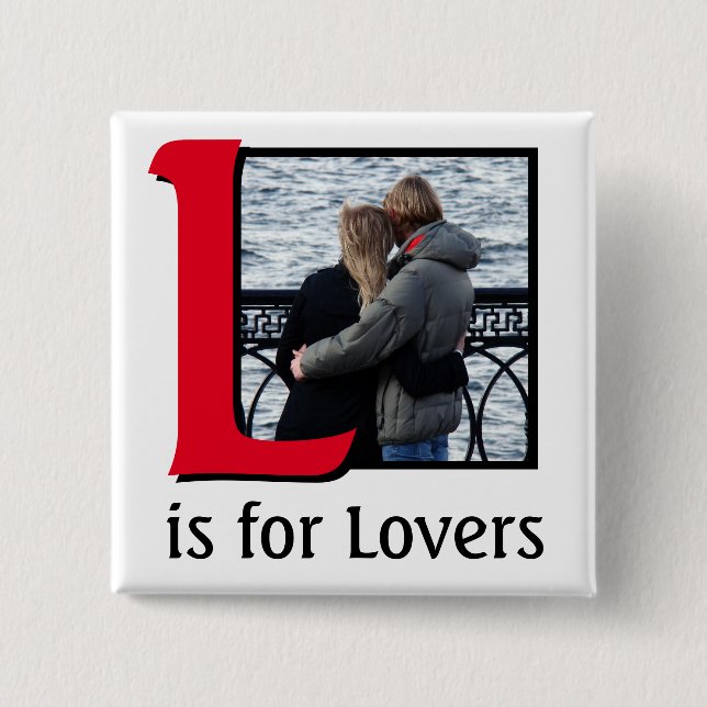 Badge Carré 5 Cm L pour les amoureux (Devant)