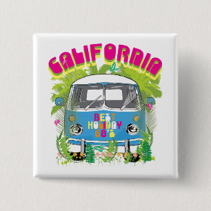 Badge Carré 5 Cm La Californie surfant Van