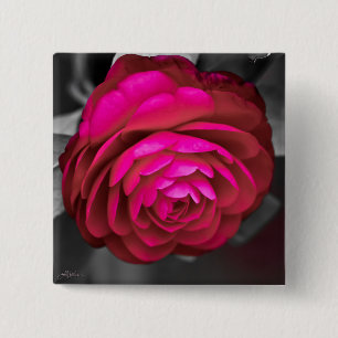 Badge Carré 5 Cm La Camélia rose