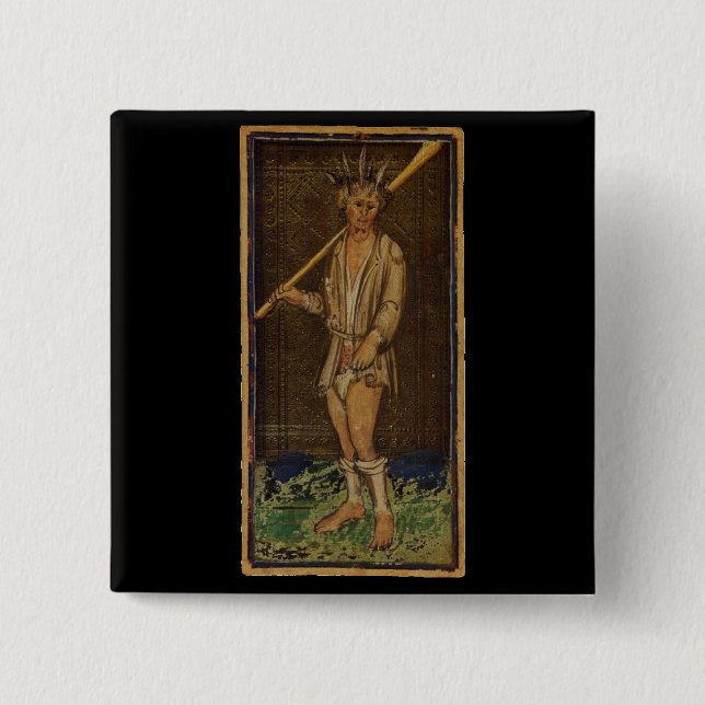 Badge Carré 5 Cm La carte de tarot d'imbécile (Devant)