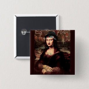 Badge Carré 5 Cm La Chola Mona Lisa Mexicaine