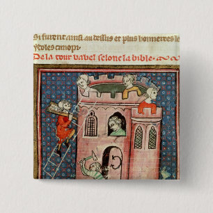 Badge Carré 5 Cm La construction de la tour de Babel